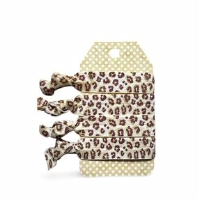 Leopard Print 4-Pack Hair Ties Handmade FOE Elastic Hair Ties